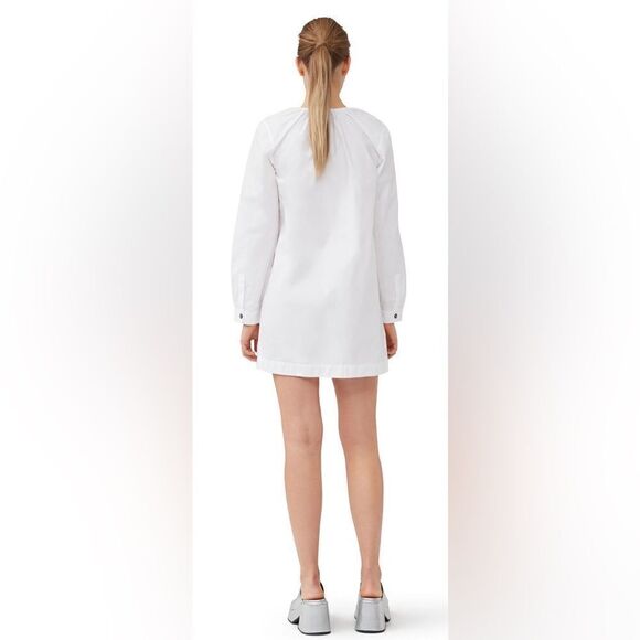 NWT GANNI COTTON POPLIN SQUARE-NECK MINI DRESS - Picture 7 of 10
